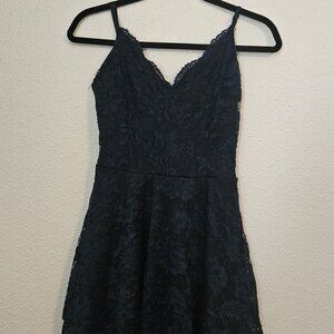 Windsor Black Lace Fit & Flare Dress – Spaghetti Strap Party Dress